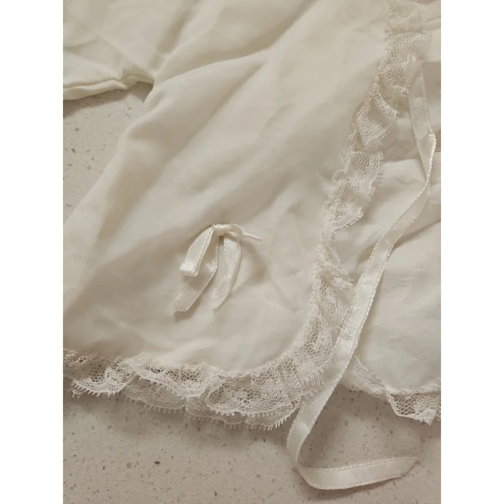 Madonna Original Vintage Baby Christening Dress‎ Pleated White Lace 3 Pc Set